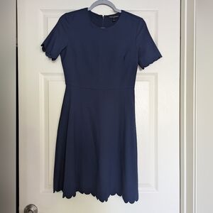 Elegant Navy Blue Scalloped Dress